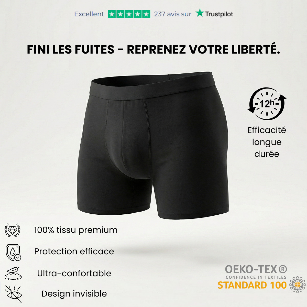 Boxer d'incontinence ultra-absorbant