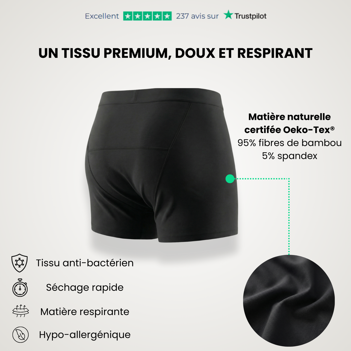 Boxer d'incontinence ultra-absorbant